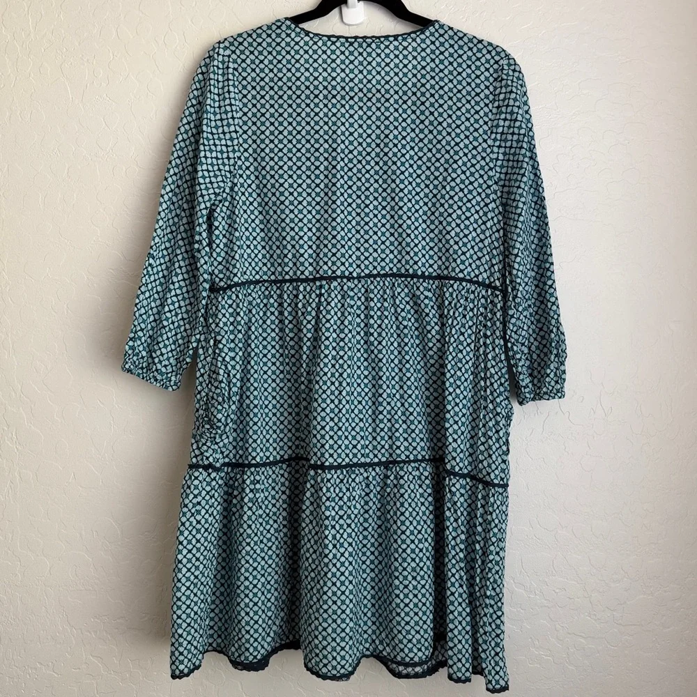 Sundance Women's Eternal Summer Tassel Tie Tiered Prairie Boho Sun Dress Blue PS